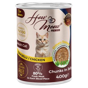 12 Adet How Meow Parça Tavuklu Yetişkin Kedi Konservesi 400 g